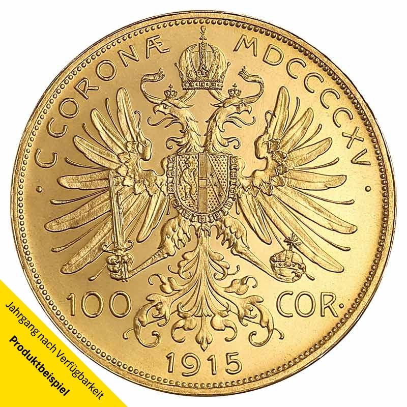 sterreich-Franz-Joseph-I-100-Kronen-1915-VS 10 Kronen Goldmünze - Franz Joseph I - Austria - Österreich - Rückseite  | Beispielbild