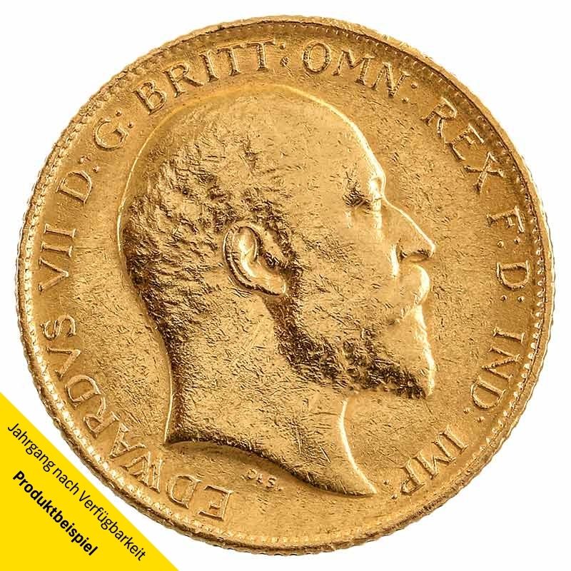 Grossbritannien-Edward-VII-Sovereign-Gold-1909-VS 1/2 Sovereign Goldmünze - Großbritannien - Vorderseite | Beispielbild