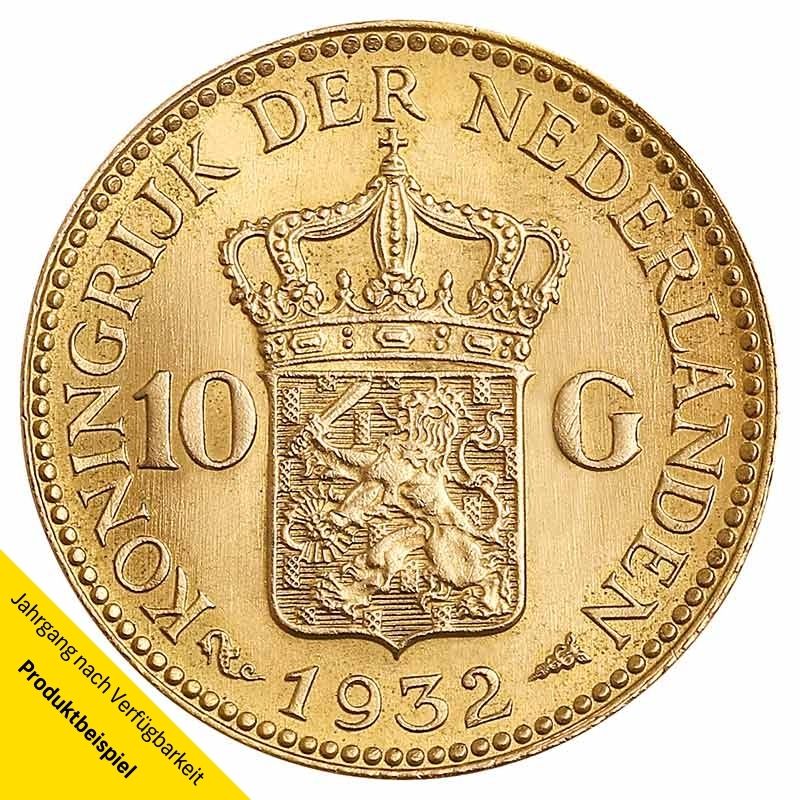 10 Gulden Goldmünze - Königin Wilhelmina - Niederlande - Rückseite