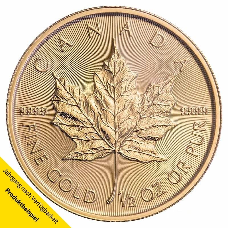 Kanada-Gold-Maple-Leaf-1I2-Unze-2021-VS Goldmünze Maple Leaf Kanada 1/2 Unze Rückseite | Beispiel