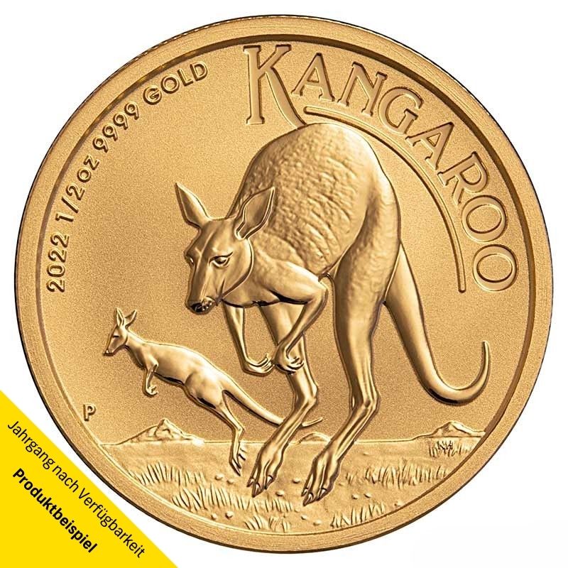 Elizabeth-II-Australia-Kangaroo-2022-Gold-1l2-oz-50-Dollar-RS Goldmünze - Kangaroo 1/2 Unze - Australien