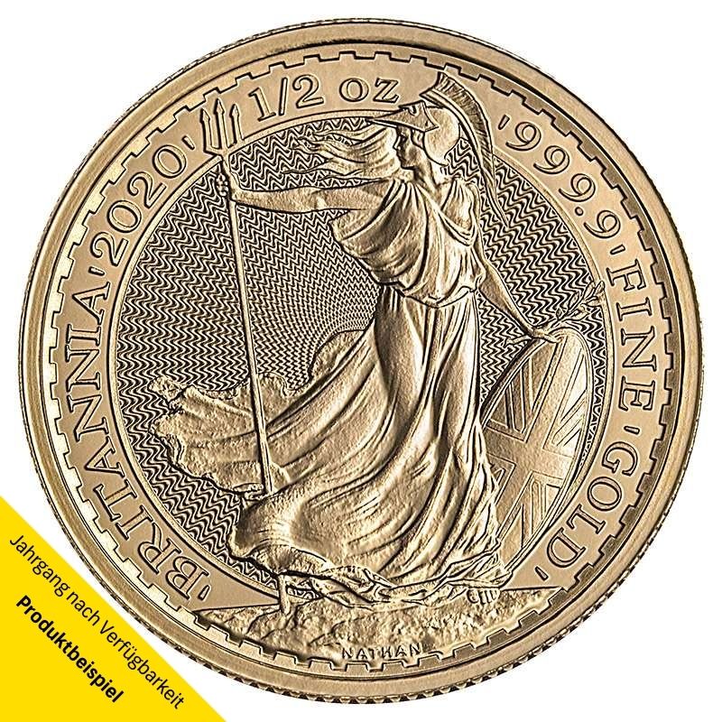 Britannia-Gold-1l2-oz-2020-VS Goldmünze - Britannia 1/2 Unze - Großbritannien - Vorderseite