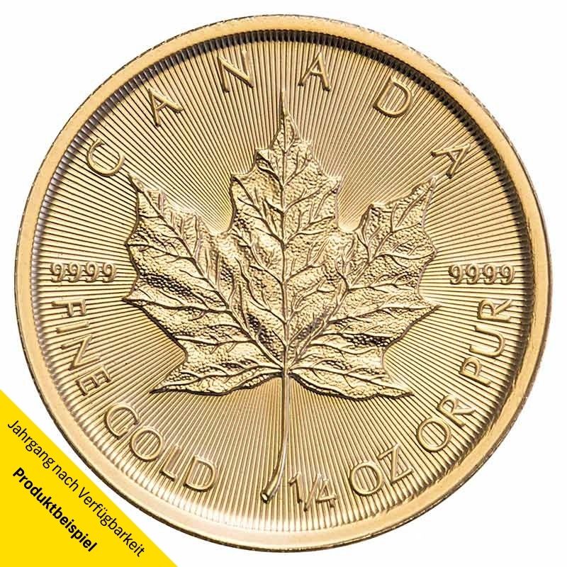 Kanada-Gold-Maple-Leaf-1I4-Unze-2021-VS Goldmünze Maple Leaf Kanada 1/4 Unze Rückseite | Beispiel