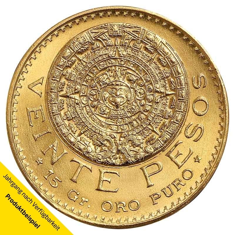 Mexiko-Aztekenkalender-20-Pesos-1959-RS 20 Pesos Goldmünze - Aztekenkalender - Mexiko - Vorderseite | Beispielbild