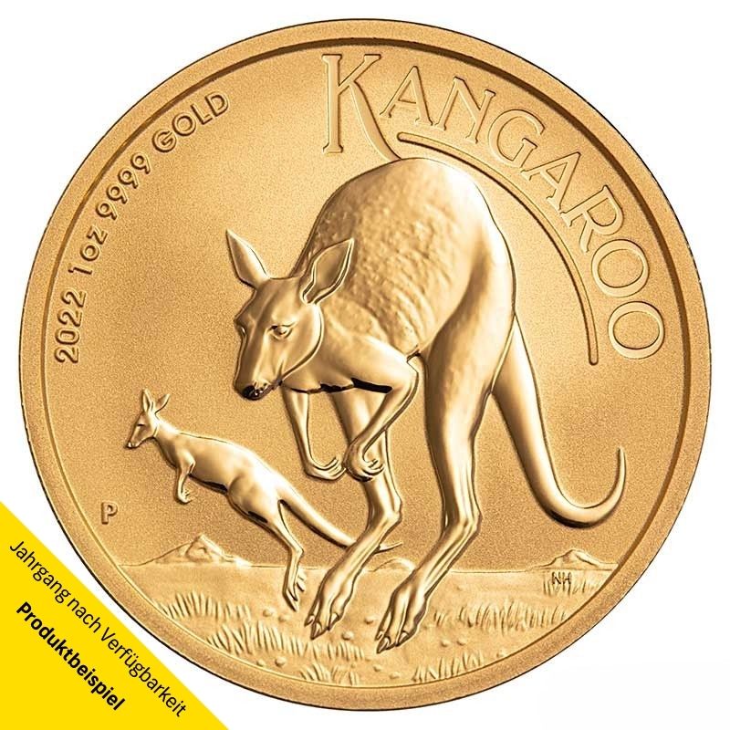 Elizabeth-II-Australia-Kangaroo-2022-Gold-1-oz-100-Dollar-RS Goldmünze - Kangaroo 1 Unze - Australien | Beispielabbildung