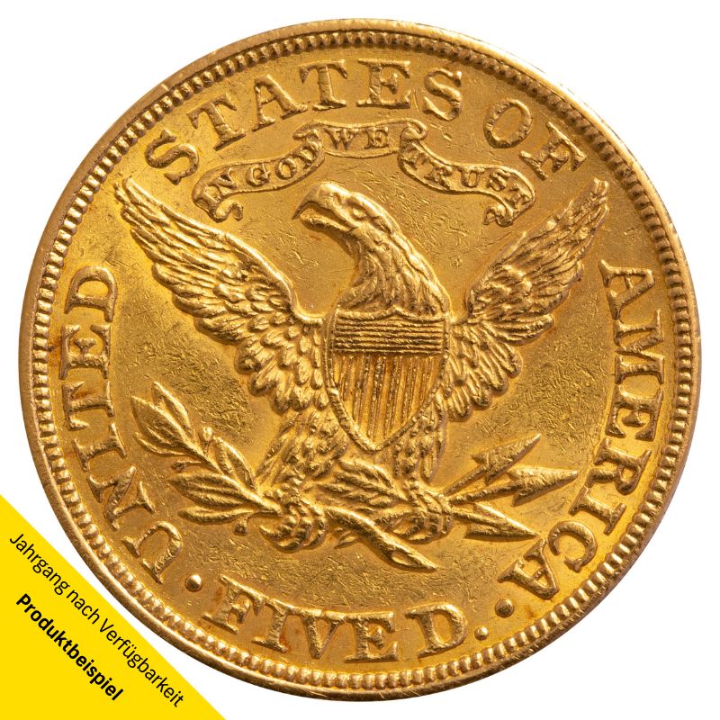 5$ US-Dollar Liberty Head Goldmünze - USA - Vorderseite