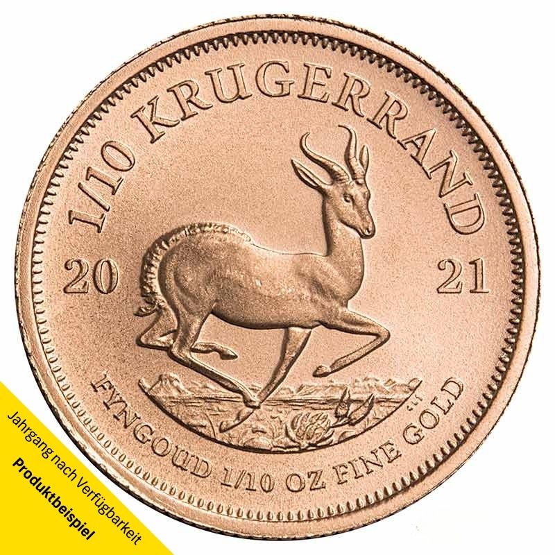 S-dafrika-Kr-gerrand-Gold-1l10-oz-2021-VS Goldmünze Krügerrand 1/10 Unze - Rückseite