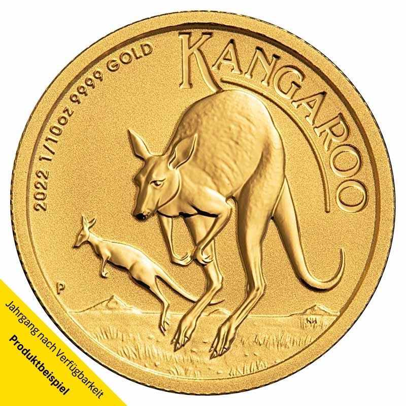 Elizabeth-II-Australia-Kangaroo-2022-Gold-1l10-oz-15-Dollar-RS Goldmünze - Kangaroo 1/10 Unze - Australien