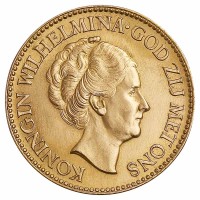 10 Gulden Goldmünze - Königin Wilhelmina - Niederlande - Vorderseite