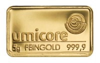 Goldbarren 5 Gramm Feingold | Beispielbild