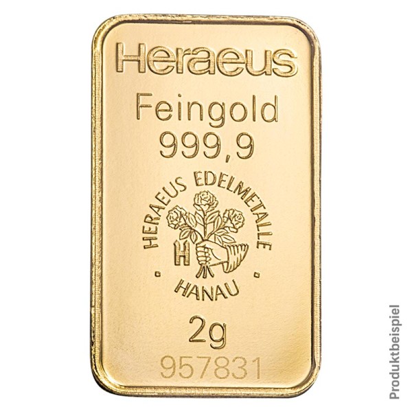 Goldbarren 2 Gramm Feingold | Beispielbild