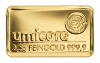 Goldbarren 2,5 Gramm Feingold | Beispielbild